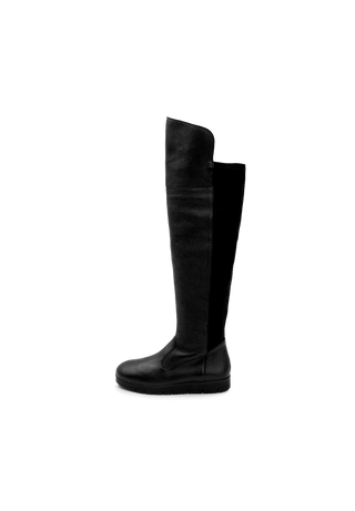 trendy Overknee Stiefel Hirschleder schwarz