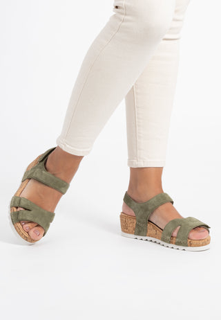 farbenfrohe Sandale Veloursleder khaki
