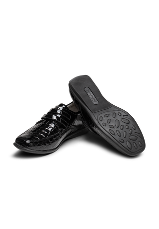 stimmiger Halbschuh Leder/Stretch schwarz