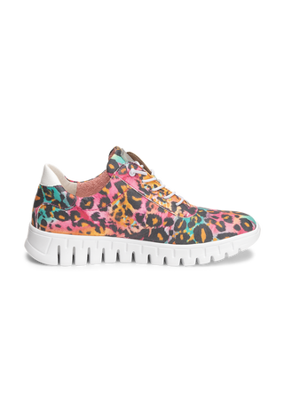 veganer Sneaker Textil bunt-leo-gemustert
