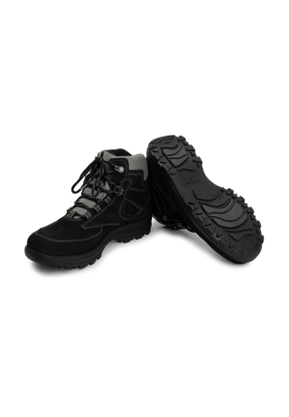 extrabreite Trekkingstiefelette Nubukleder schwarz