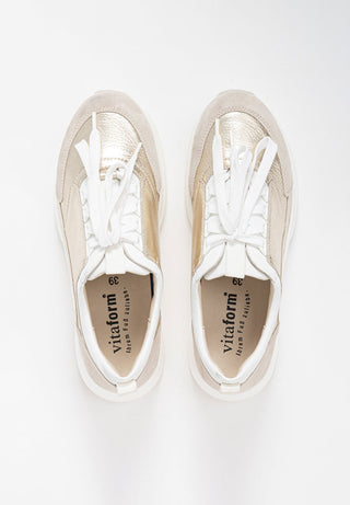 stylischer Sneaker Hirschleder beige/gold