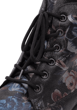 blumiger Trekkingstiefel Veloursleder schwarz/floral