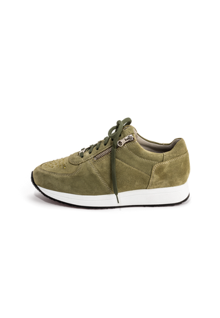 funkelnder Sneaker Veloursleder kiwi