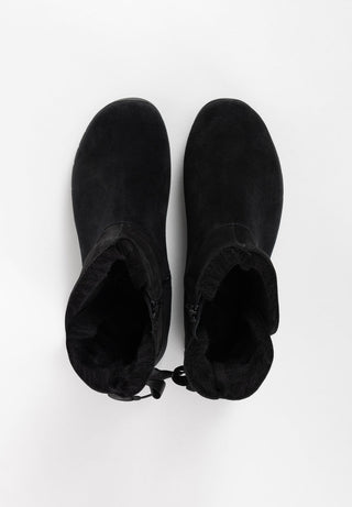 warme Lammfellstiefelette Veloursleder schwarz