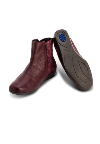 floral-glänzende Stiefelette Hirschleder bordeaux