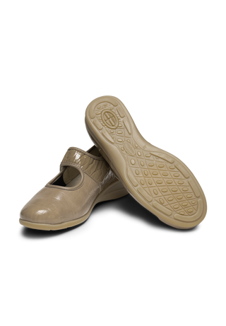 anschmiegsamer Mary-Jane Krokolack-Stretch taupe