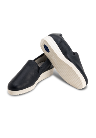 klassischer Slipper Hirschleder marine