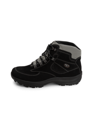 extrabreite Trekkingstiefelette Nubukleder schwarz