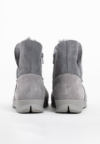 wärmende Stiefelette Veloursleder grau