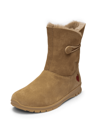 warmer Lammfellstiefel Veloursleder taupe