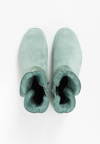 flauschig-wärmender Lammfellstiefel Veloursleder mint