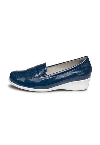 zeitloser Slipper Leder/Stretch blau