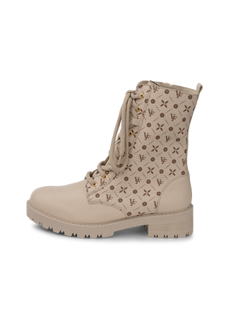 auffällige Stiefelette Hirschleder beige