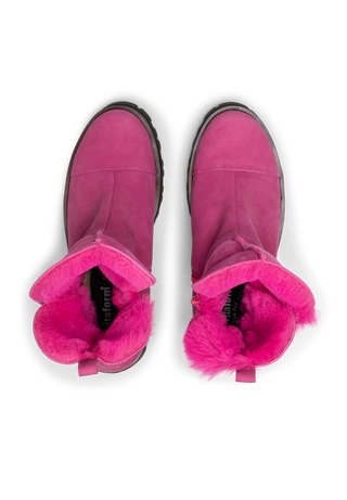 wundervolle Stiefelette Nubukleder fuchsia